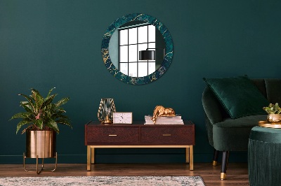 Specchio rotondo cornice con stampa Marmo di malachite verde