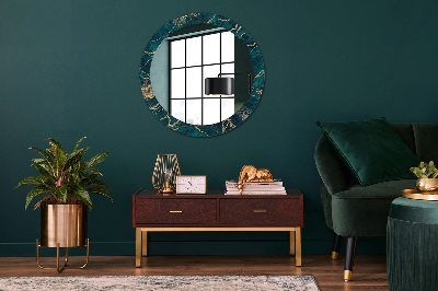Specchio rotondo cornice con stampa Marmo di malachite verde