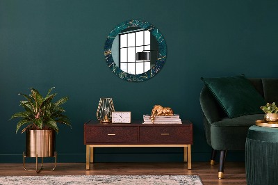 Specchio rotondo cornice con stampa Marmo di malachite verde