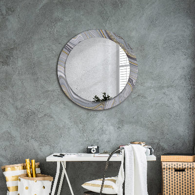 Specchio tondo con decoro Marmo grigio