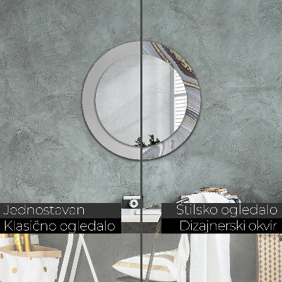 Specchio tondo con decoro Marmo grigio