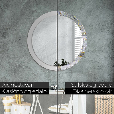 Specchio tondo con decoro Marmo grigio