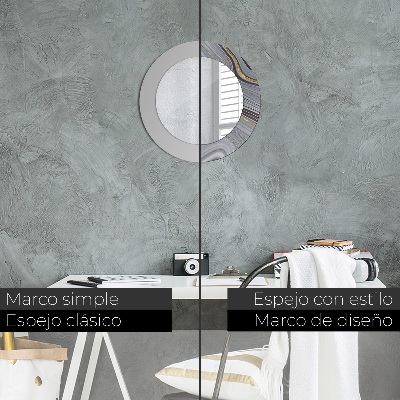 Specchio tondo con decoro Marmo grigio