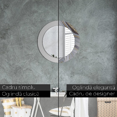 Specchio tondo con decoro Marmo grigio