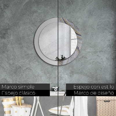 Specchio tondo con decoro Marmo grigio