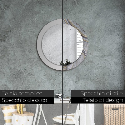 Specchio tondo con decoro Marmo grigio