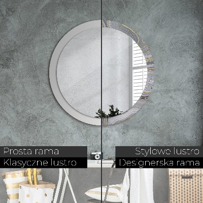 Specchio tondo con decoro Marmo grigio