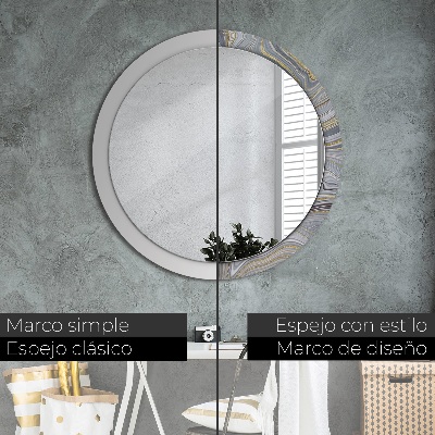 Specchio tondo con decoro Marmo grigio