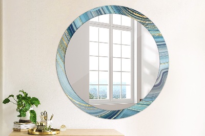 Specchio rotondo stampato Marmo blu