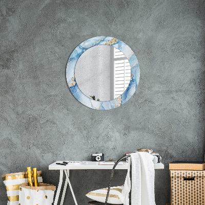 Specchio rotondo stampato Oro di marmo blu