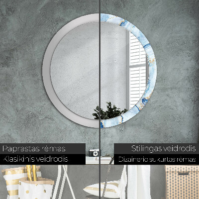 Specchio rotondo stampato Oro di marmo blu