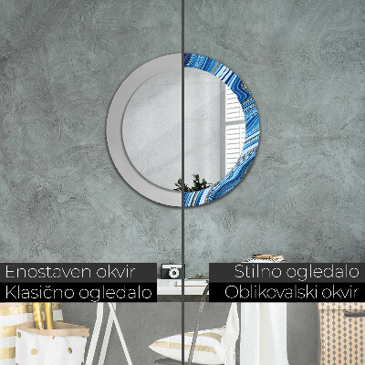 Specchio rotondo stampato Marmo blu