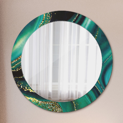 Specchio rotondo stampato Marmo di smeraldo