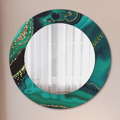 Specchio rotondo stampato Marmo di smeraldo