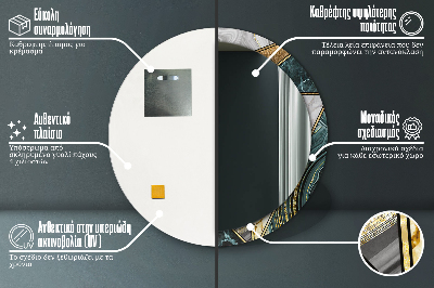 Specchio rotondo stampato Agat marmo e oro