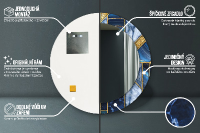 Specchio rotondo stampato Marmo moderno
