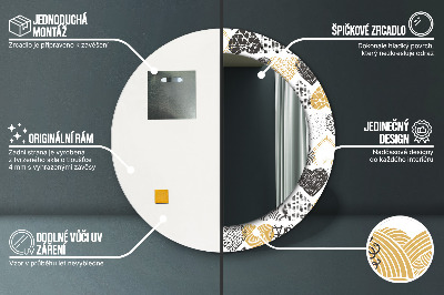 Specchio rotondo stampato I cuori di scarabocchi