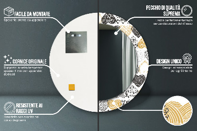 Specchio rotondo stampato I cuori di scarabocchi