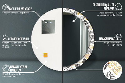 Specchio rotondo stampato I cuori di scarabocchi