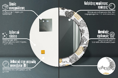 Specchio rotondo stampato I cuori di scarabocchi