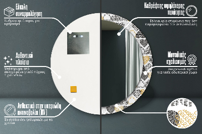 Specchio rotondo stampato I cuori di scarabocchi