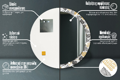 Specchio rotondo stampato I cuori di scarabocchi