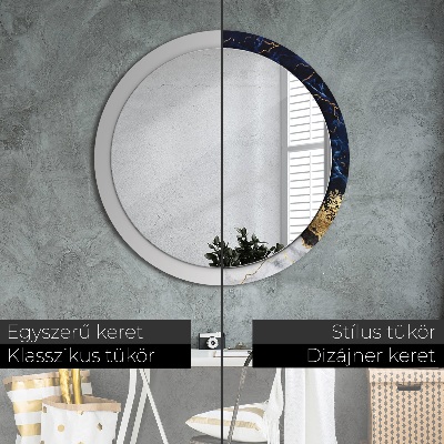 Specchio rotondo stampato Marmo blu