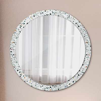 Specchio rotondo cornice con stampa Pietra naturale