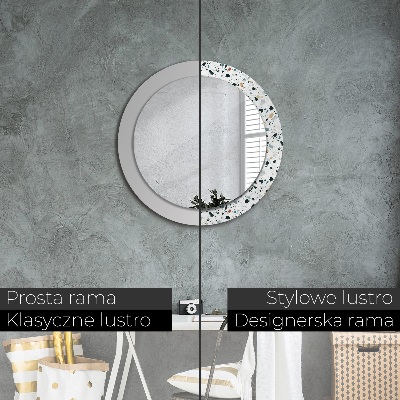 Specchio rotondo cornice con stampa Pietra naturale