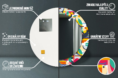 Specchio rotondo stampato Uccelli tropicali geometrici