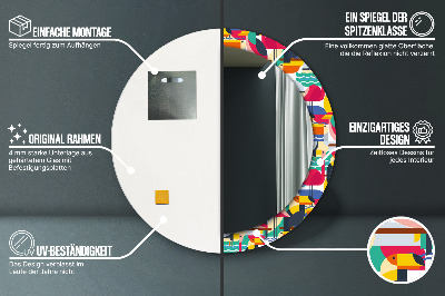 Specchio rotondo stampato Uccelli tropicali geometrici