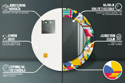 Specchio rotondo stampato Uccelli tropicali geometrici