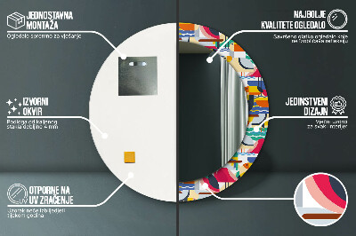 Specchio rotondo stampato Uccelli tropicali geometrici