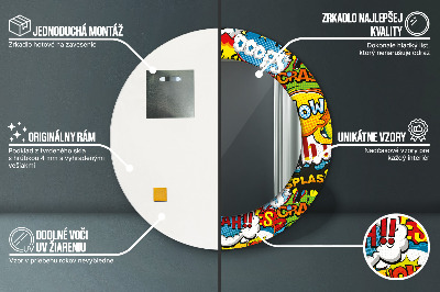 Specchio rotondo stampato Modello di stile comico