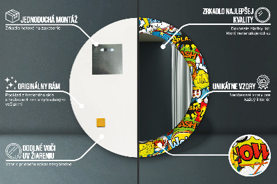 Specchio rotondo stampato Modello di stile comico