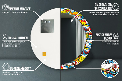 Specchio rotondo stampato Modello di stile comico