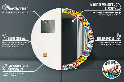 Specchio rotondo stampato Modello di stile comico