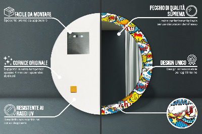 Specchio rotondo stampato Modello di stile comico