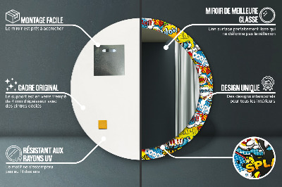 Specchio rotondo stampato Modello di stile comico