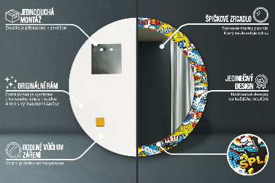 Specchio rotondo stampato Modello di stile comico