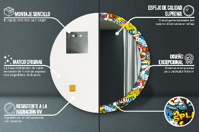 Specchio rotondo stampato Modello di stile comico