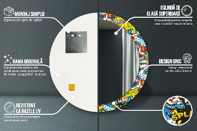 Specchio rotondo stampato Modello di stile comico