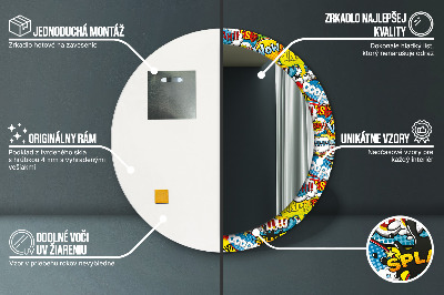 Specchio rotondo stampato Modello di stile comico