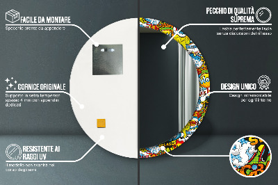 Specchio rotondo stampato Modello di stile comico