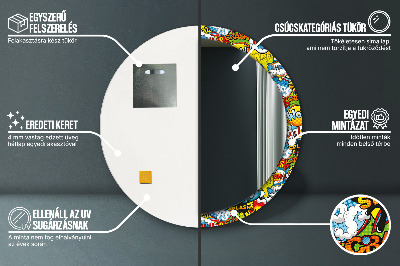 Specchio rotondo stampato Modello di stile comico