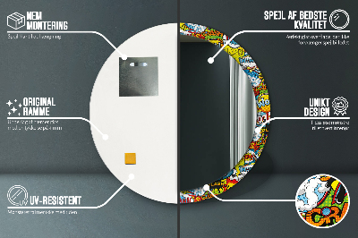 Specchio rotondo stampato Modello di stile comico