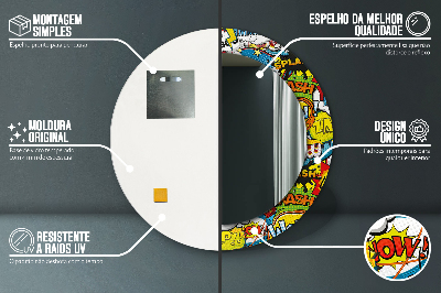 Specchio rotondo stampato Modello di stile comico