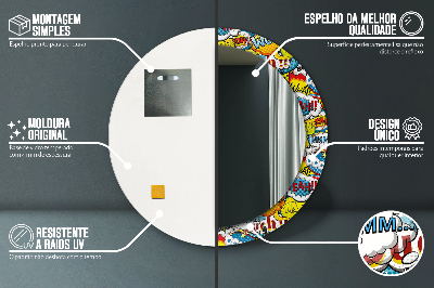 Specchio rotondo stampato Modello di stile comico