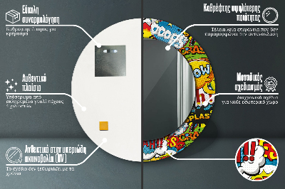 Specchio rotondo stampato Modello di stile comico