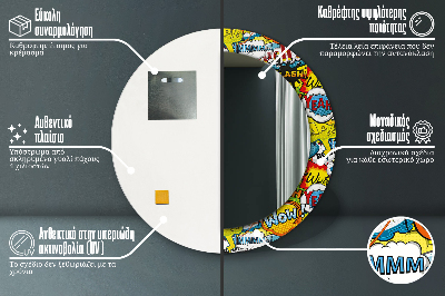 Specchio rotondo stampato Modello di stile comico